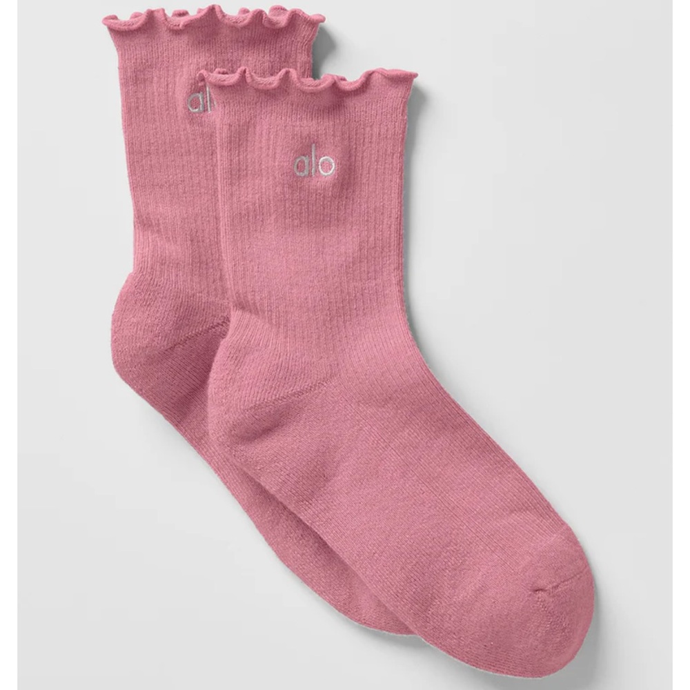 LIMITED COLOR pink wild rose lettuce edge sock Alo yoga